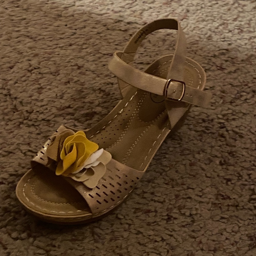 Tan wedge shoes